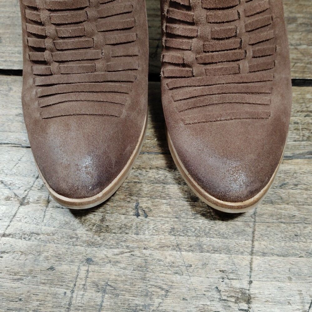 Ariat 10M Booties JaElle Brown Tumbled Buckle Heels Suede Leather - Picture 3 of 15